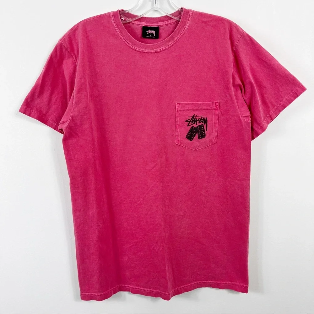 Stussy Dominos Short Sleeve Crewneck Graphic Tee Size Small Two Tone - Picture 2 of 5